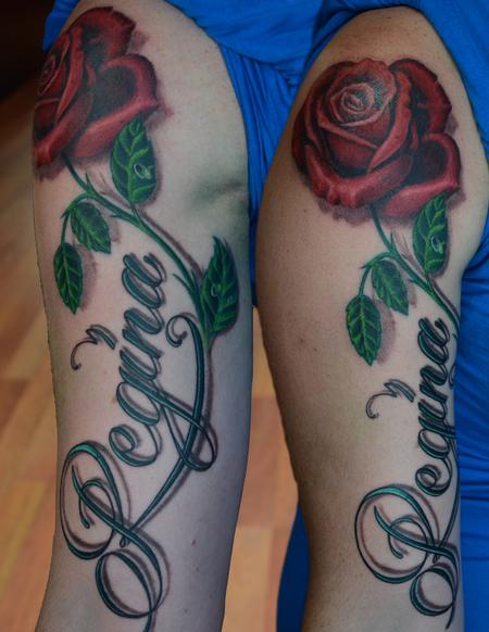 Tattoos - Rose and Name - 103664
